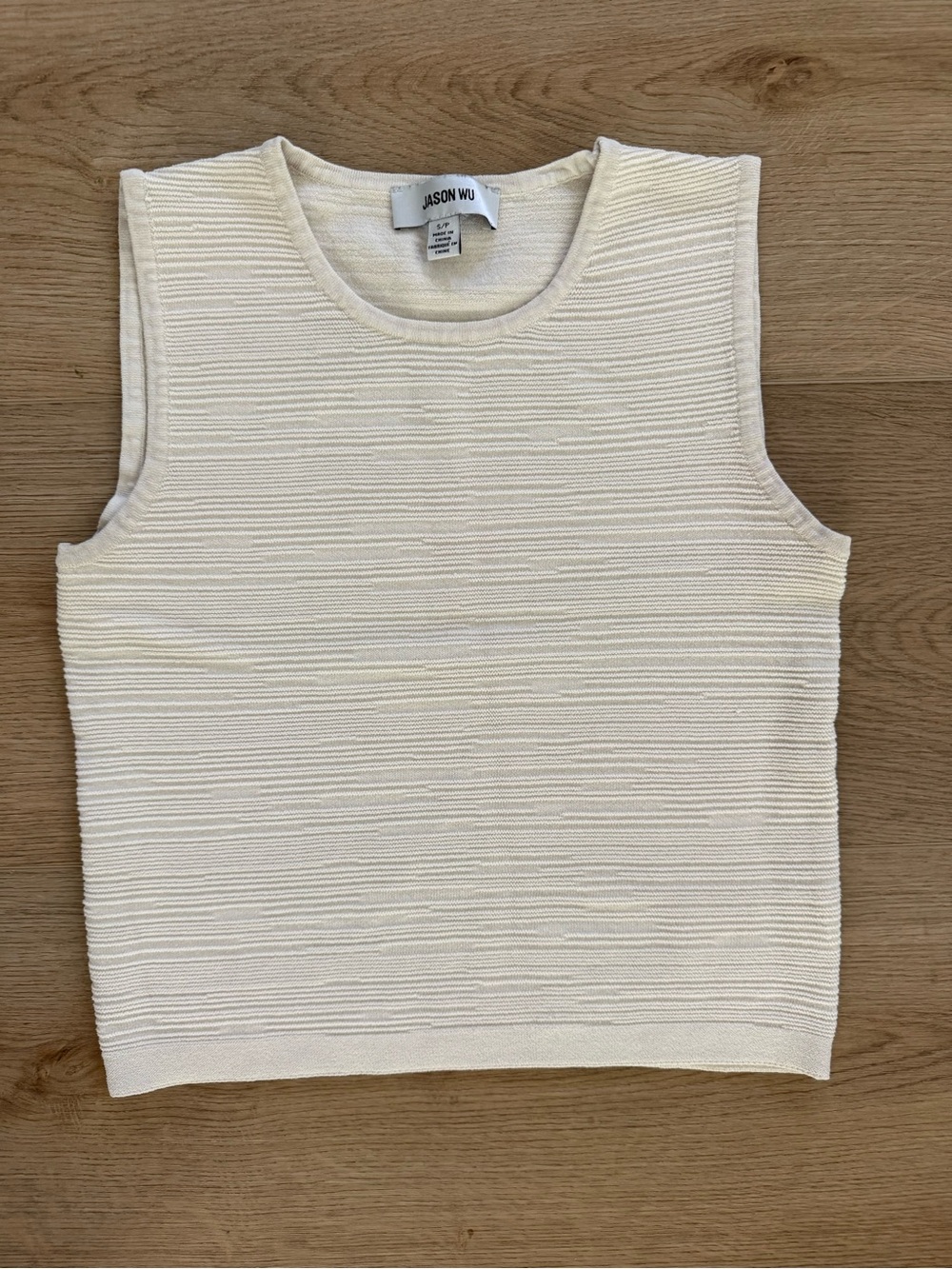 Jason Wu Ribbed Stretch Knit Sleeveless Shell Top Small Ivory